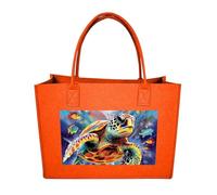 RLDOBOFE Colorful Sea Turtle Felt Tote Bag Reusable Kitchen Grocery Bag Versatile Large Capacity Commuter Handbags, Fruit Orange, One Size