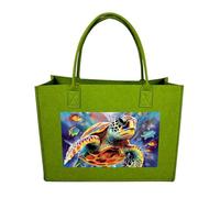 RLDOBOFE Colorful Sea Turtle Felt Tote Bag Reusable Kitchen Grocery Bag Versatile Large Capacity Commuter Handbags, Light Green, One Size
