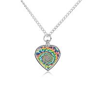 RLDOBOFE Colorful Spiral Tie Dye Urn Necklace Heart Cremation Jewelry for Ashes Memorial Keepsake Jewelry with Funnel Filler Urn Locket for Women Men to Hold Ashes of Pet Loved Ones