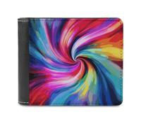 RLDOBOFE Colorful Tie Dye Wallet Passcase for Men, Extra Capacity Bifold Leather Wallets with ID Windows, Slim Stylish Wallet for Gift, Blocking Money Clip for Cards, Coin Pouch