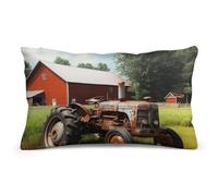 RLDOBOFE Company Farm Tractor Throw Pillow Covers for Sofa, Super Soft Body Plush Pillow Cases with Zipper for Bedroom, Breathable Fuzzy Cushion Cases 8"x12" for Living Room, Hotel