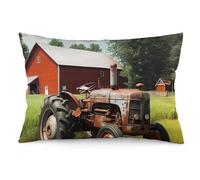 RLDOBOFE Company Farm Tractor Throw Pillow Covers for Sofa, Super Soft Body Plush Pillow Cases with Zipper for Bedroom, Breathable Fuzzy Cushion Cases 12 "x20 for Living Room, Hotel