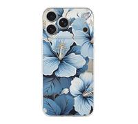 RLDOBOFE Compatible with iPhone 17 Blue Hibiscus Flower Case Soft Slim TPU Phone Cover Drop Protection Yellowing-Resistant Stylish Pattern Shockproof Phone Case for Women Men Girls iPhone 17 Pro Max