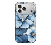 RLDOBOFE Compatible with iPhone 17 Blue Hibiscus Flower Case Soft Slim TPU Phone Cover Drop Protection Yellowing-Resistant Stylish Pattern Shockproof Phone Case for Women Men Girls iPhone 17 Pro