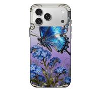 RLDOBOFE Compatible with iPhone 17 Blue Morpho Myosotis Case Soft Slim TPU Phone Cover Drop Protection Yellowing-Resistant Stylish Pattern Shockproof Phone Case for Women Men Girls iPhone 17 Pro Max