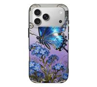RLDOBOFE Compatible with iPhone 17 Blue Morpho Myosotis Case Soft Slim TPU Phone Cover Drop Protection Yellowing-Resistant Stylish Pattern Shockproof Phone Case for Women Men Girls iPhone 17 Pro