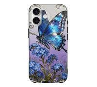 RLDOBOFE Compatible with iPhone 17 Blue Morpho Myosotis Case Soft Slim TPU Phone Cover Drop Protection Yellowing-Resistant Stylish Pattern Shockproof Phone Case for Women Men Girls iPhone 17