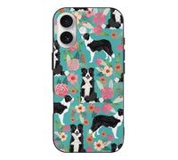 RLDOBOFE Compatible with iPhone 17 Border Collie Florals Case Soft Slim TPU Phone Cover Drop Protection Yellowing-Resistant Stylish Pattern Shockproof Phone Case for Women Men Girls iPhone 17 Black