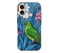 RLDOBOFE Compatible with iPhone 17 Green Bird and Flowers Case Soft Slim TPU Phone Cover Drop Protection Yellowing-Resistant Stylish Pattern Shockproof Phone Case for Women Men Girls iPhone 17