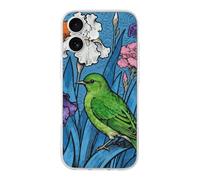 RLDOBOFE Compatible with iPhone 17 Green Bird and Flowers Case Soft Slim TPU Phone Cover Drop Protection Yellowing-Resistant Stylish Pattern Shockproof Phone Case for Women Men Girls iPhone 17