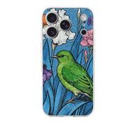 RLDOBOFE Compatible with iPhone 17 Green Bird and Flowers Case Soft Slim TPU Phone Cover Drop Protection Yellowing-Resistant Stylish Pattern Shockproof Phone Case for Women Men Girls iPhone 17 Pro