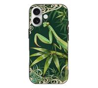 RLDOBOFE Compatible with iPhone 17 Mantis Bamboo Leaf Case Soft Slim TPU Phone Cover Drop Protection Yellowing-Resistant Stylish Pattern Shockproof Phone Case for Women Men Girls iPhone 17
