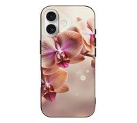 RLDOBOFE Compatible with iPhone 17 Orchid on Background Case Soft Slim TPU Phone Cover Drop Protection Yellowing-Resistant Stylish Pattern Shockproof Phone Case for Women Men Girls iPhone 17 Black