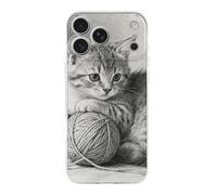 RLDOBOFE Compatible with iPhone 17 Pencil Cat Yarn Case Soft Slim TPU Phone Cover Drop Protection Yellowing-Resistant Stylish Pattern Shockproof Phone Case for Women Men Girls iPhone 17 Pro Max
