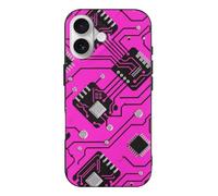 RLDOBOFE Compatible with iPhone 17 Pink Circuit Board Case Soft Slim TPU Phone Cover Drop Protection Yellowing-Resistant Stylish Pattern Shockproof Phone Case for Women Men Girls iPhone 17
