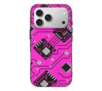 RLDOBOFE Compatible with iPhone 17 Pink Circuit Board Case Soft Slim TPU Phone Cover Drop Protection Yellowing-Resistant Stylish Pattern Shockproof Phone Case for Women Men Girls iPhone 17 Pro