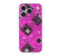 RLDOBOFE Compatible with iPhone 17 Pink Circuit Board Case Soft Slim TPU Phone Cover Drop Protection Yellowing-Resistant Stylish Pattern Shockproof Phone Case for Women Men Girls iPhone 17 Pro