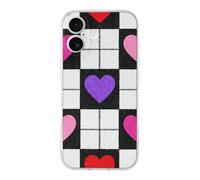 RLDOBOFE Compatible with iPhone 17 Plaid Hearts Case Soft Slim TPU Phone Cover Drop Protection Yellowing-Resistant Stylish Pattern Shockproof Phone Case for Women Men Girls iPhone 17