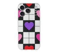 RLDOBOFE Compatible with iPhone 17 Plaid Hearts Case Soft Slim TPU Phone Cover Drop Protection Yellowing-Resistant Stylish Pattern Shockproof Phone Case for Women Men Girls iPhone 17 Pro