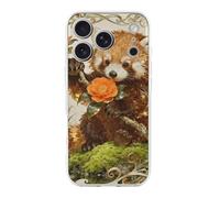 RLDOBOFE Compatible with iPhone 17 Red Panda Camellia Case Soft Slim TPU Phone Cover Drop Protection Yellowing-Resistant Stylish Pattern Shockproof Phone Case for Women Men Girls iPhone 17 Pro