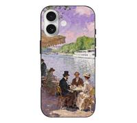 RLDOBOFE Compatible with iPhone 17 Riverside Café Scene Case Soft Slim TPU Phone Cover Drop Protection Yellowing-Resistant Stylish Pattern Shockproof Phone Case for Women Men Girls iPhone 17 Black