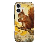 RLDOBOFE Compatible with iPhone 17 Squirrel Ginkgo Branch Case Soft Slim TPU Phone Cover Drop Protection Yellowing-Resistant Stylish Pattern Shockproof Phone Case for Women Men Girls iPhone 17 Black