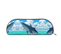 RLDOBOFE Cool Cats Ride Whales Pencil Pouch Leather,Small Pen Bags With Zipper For Pencils,Pens,Markers,Makeups,Change,Coins