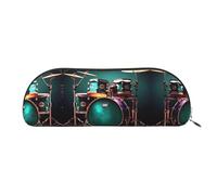 RLDOBOFE Cool Drum Set Pencil Pouch Leather,Small Pen Bags With Zipper For Pencils,Pens,Markers,Makeups,Change,Coins