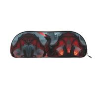 RLDOBOFE Cool Red And Black Medieval Fantasy Dragon Pencil Pouch Leather,Small Pen Bags With Zipper For Pencils,Pens,Markers,Makeups,Change,Coins