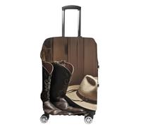 RLDOBOFE Cowboy Black Hat Western Boots Baggage Cover for Travel, Washable Suitcase Covers for Home, Dustproof Luggage Protector Skins with Zippers, Protector Anti Scratch, Luggage Covers, white, M
