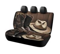 RLDOBOFE Cowboy Black Hat Western Boots Car Back Seat Covers for Pet, Automotive Rear Seat Protector for Unisex, Nonslip Auto Bench Seat Cover for Travel, Waterproof Cars Seat Cushion Pad Mat