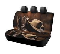 RLDOBOFE Cowboy Black Hat Western Boots Car Back Seat Covers for Pet, Automotive Rear Seat Protector for Unisex, Nonslip Auto Bench Seat Cover for Travel, Waterproof Cars Seat Cushion Pad Mat