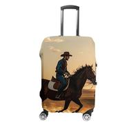 RLDOBOFE Cowboys Riding Horses Baggage Cover for Travel, Washable Suitcase Covers for Home, Dustproof Luggage Protector Skins with Zippers, Protector Anti Scratch, Luggage Covers, white, Small