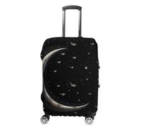RLDOBOFE Crescent Moon on Black Background Baggage Cover for Travel, Washable Suitcase Covers for Home, Dustproof Luggage Protector Skins with Zippers, Protector Anti Scratch, Luggage Covers, white