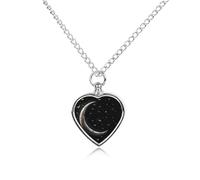 RLDOBOFE Crescent Moon on Black Background Pet Urn Necklaces for Ashes, Heart-Shaped Pendant for Cat Lover, Custom Dog Cremation Keepsake Jewelry, Picture Necklace Personalized for Loss of Dog