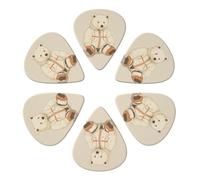 RLDOBOFE Custom Bear Picks 6 Pack for Acoustic Guitars Violin Ukulele Bass 0.96mm White