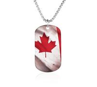 RLDOBOFE Custom Canadian Flag Pendant Necklace Memorial Photo Picture Necklace 23" Box Chain Commemorative Dog Tag Personalized Keepsake Jewelry Gift for Valentines Day
