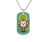 RLDOBOFE Custom Cartoon Monkey Pendant Necklace Memorial Photo Picture Necklace 23" Box Chain Commemorative Dog Tag Personalized Keepsake Jewelry Gift for Valentines Day