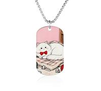 RLDOBOFE Custom Cat on Knitted Blanket Pendant Necklace Memorial Photo Picture Necklace 23" Box Chain Commemorative Dog Tag Personalized Keepsake Jewelry Gift for Valentines Day