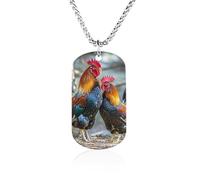 RLDOBOFE Custom Chicken Under The Tree Pendant Necklace Memorial Photo Picture Necklace 23" Box Chain Commemorative Dog Tag Personalized Keepsake Jewelry Gift for Valentines Day