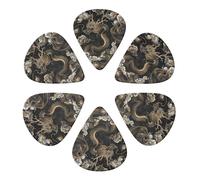RLDOBOFE Custom Chinese Dragon Guitar Picks 6 Pack for Acoustic Guitar, Violin, Ukulele, Bass, 0.96mm, White