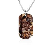 RLDOBOFE Custom Coffee Collage Pendant Necklace Memorial Photo Picture Necklace 23" Box Chain Commemorative Dog Tag Personalized Keepsake Jewelry Gift for Valentines Day
