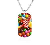 RLDOBOFE Custom Colorful Candy Pendant Necklace Memorial Photo Picture Necklace 23" Box Chain Commemorative Dog Tag Personalized Keepsake Jewelry Gift for Valentines Day
