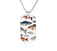 RLDOBOFE Custom Different Fish Pendant Necklace Memorial Photo Picture Necklace 23" Box Chain Commemorative Dog Tag Personalized Keepsake Jewelry Gift for Valentines Day