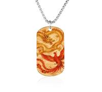 RLDOBOFE Custom Dragon Phoenix Pendant Necklace Memorial Photo Picture Necklace 23" Box Chain Commemorative Dog Tag Personalized Keepsake Jewelry Gift for Valentines Day