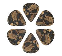 RLDOBOFE Custom Dragon Style Guitar Picks - 6 Pack Gold Dragon Guitar Picks for Acoustic Guitars Violin Ukulele Bass 0.71mm White