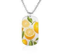 RLDOBOFE Custom Fresh Lemon Pendant Necklace Memorial Photo Picture Necklace 23" Box Chain Commemorative Dog Tag Personalized Keepsake Jewelry Gift for Valentines Day