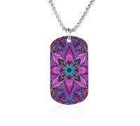RLDOBOFE Custom Mandala Stylized Pendant Necklace Memorial Photo Picture Necklace 23" Box Chain Commemorative Dog Tag Personalized Keepsake Jewelry Gift for Valentines Day