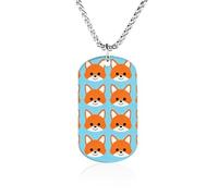 RLDOBOFE Custom Orange Fox Stripes Pendant Necklace Memorial Photo Picture Necklace 23" Box Chain Commemorative Dog Tag Personalized Keepsake Jewelry Gift for Valentines Day