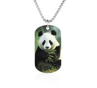 RLDOBOFE Custom Panda Pendant Necklace Memorial Photo Picture Necklace 23" Box Chain Commemorative Dog Tag Personalized Keepsake Jewelry Gift for Valentines Day
